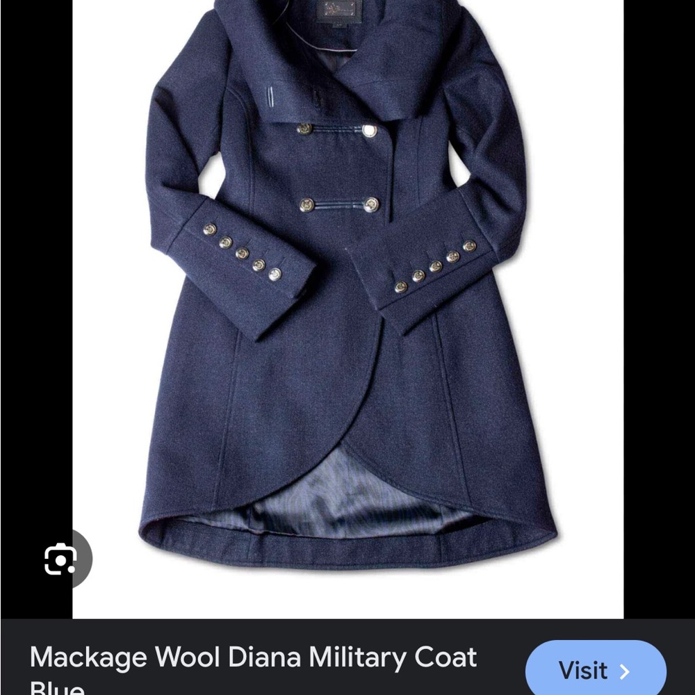 Mackage navy double breasted wool coat Diana military coat